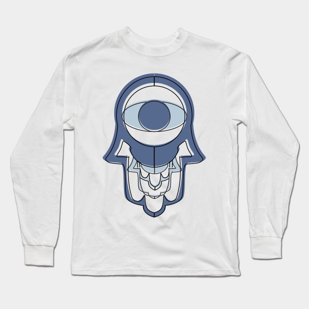 Blue Graffiti Hamsa for Protection and Good Luck Long Sleeve T-Shirt by ibadishi